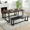 Costway 63" Large Dining Table for 4-6 People with Heavy-duty Metal Frame Modern Black/Coffee
